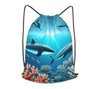 BLWSLC Whales under the Sea - Mochila deportiva con cordón para fitness, viajes, adecuada para gimnasio y viajes