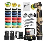 Blycorul Mini pulidora inalámbrica, 1/1.5/2 pulgadas, DA&RO con 11 velocidades variables 2500-6000 RPM, 2 baterías recargables de 2.3 Ah, micropulidora para detalles de automóviles