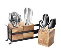 BlyeMichdi Soporte para Utensilios de Cocina de Madera, 3 Compartimentos Organizador de Utensilios Cocina, Desmontable Bote para Utensilios de Cocina, Organizador Utensilios de Granja para Encimera