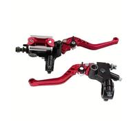 Blyndr Palanca de freno y embrague de motocicleta Nuevo juego 2 manetas manillar motocicleta 22mm para cilindro para maestro bomba de freno hidráulica y embrague(Rojo)