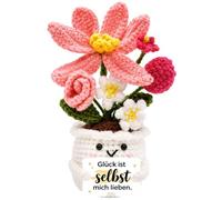 BlynthaToy Pequeñas Flores Rosas Tejidas Crochet Manual Decoración Escritorio Tarjeta Agradecimiento Profesora Guardería Pequeño Mujer Inicio Fin Curso Escolar Tutor