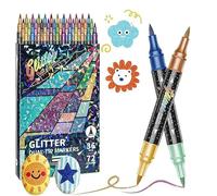Blyzor 24 48 72 96 Colores Marcadores De Pincel Con Efecto Brillo,Rotuladores De Pintura Brillantes De Doble Punta Para Colorear Y Escribir En Diarios Para Adultos,Juego De Marcadores(72 Colors)