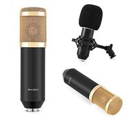 BM-900 Micrófono de condensador cardioide, juego de micrófono profesional de radiodifusión de estudio profesional con soporte de impacto, filtro de espuma, cable de alimentación