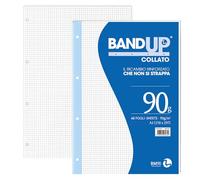 BM BeMore - Bloc de notas de cuello L/L reforzado, con agujeros, 0106435, formato A4, cuadrícula de 4 mm, 40 hojas, paquete de 10 unidades