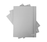 BM BeMore Carpetas de 3 solapas con elástico lomo de 1 cm - 0123594 - Carpeta A4 - Cubierta pesada 700 g/m² - Paquete de 6 unidades - colores gris claro