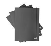 BM BeMore Carpetas de 3 solapas con elástico lomo de 1 cm - 0123597 - Carpeta A4 - Cubierta pesada 700 g/m² - Paquete de 6 unidades - colores gris oscuro