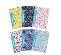 BM BeMore FLOR Maxi cuadernos de rayas A4 sin márgenes - Juego de 10 unidades con tapas florales con purpurina - 96 páginas, papel de 100 g, ideal para escuelas intermedias y secundarias