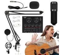 BM800 Condenser Microphone Set | Professional Streamin Kit With Stand, ABS Microphone, 3.5mm Cable & Spray Shield | Live Recording Equipment For Anchors, Singers, Podcasters | User-Friendly Black & G