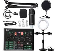 BM900K Canción KTV Grito de la tarjeta de sonido de micrófono Condensador Micrófono Teléfono móvil Tarjeta de sonido Broadcast en vivo Conjunto completo(2)