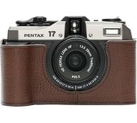 BMAOLLONGB Funda para Pentax 17, hecha a mano, de piel auténtica, media cámara, funda para cámara Pentax 17 con correa de mano (café)