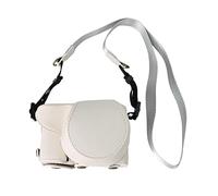 BMAOLLONGB ZV-E10 - Funda de piel sintética hecha a mano para cámara Sony Alpha ZV-E10, versión de apertura inferior + correa para el cuello (blanco)