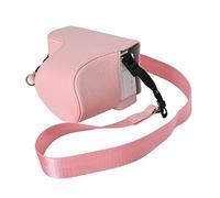 BMAOLLONGB ZV-E10 - Funda de piel sintética hecha a mano para cámara Sony Alpha ZV-E10, versión de apertura inferior + correa para el cuello (rosa)