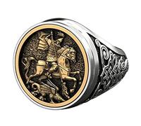 BMBN Anillo, Novedad Hombres Anillos de Sello Retrato de San Jorge Anillo de Soldado Romano Hecho a Mano Nuevo diseño Estilo único Joyería Anillo Regalos Plata