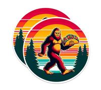 BMCS0448 - Paquete de 2 calcomanías de pie grande con taco, divertido Bigfoot Sasquatch, 5 pulgadas en el lado más largo, vinilo de alta calidad, para coches, camiones, monopatines, portátiles,
