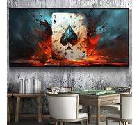 BMGKYAGL Abstract Ace of Spades Poker Playing Cards Artwork Poster Canvas Painting Wall Art Pictures Home Interior Decor(20x40cm/Frameless)
