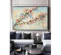 BMGKYAGL Árbol pintado, pintura al óleo abstracta, espátula, textura D, flor, lienzo, arte, cuadros de pared altos, decoración del hogar, marco de 30 x 60 cm
