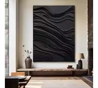 BMGKYAGL Cuadro abstracto negro texturizado sobre lienzo, estilo minimalista moderno, póster de lujo de color sólido para la decoración del hogar en la sala de estar (40x60cm/sin marco).