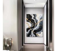 BMGKYAGL Cuadro abstracto para pared, lienzo con textura de lámina dorada, ideal para oficina o sala de estar (60x90cm/Marco interno).