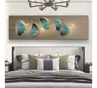BMGKYAGL Cuadro de lienzo con diseño de ginkgo biloba verde chino y peces koi dorados para decoración de pared de dormitorio (30x90cm/marco interno)