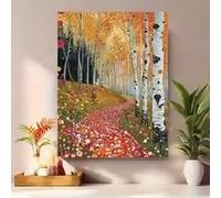 BMGKYAGL Cuadro decorativo de pared con diseño de bosque otoñal, inspirado en una vibrante decoración paisajística y una pintura de arte moderno (70x100cm/sin marco).