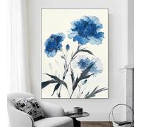 BMGKYAGL Cuadro minimalista en tinta con claveles y crisantemos, lienzo decorativo para pared, 30 x 45 cm, sin marco.
