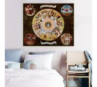 BMGKYAGL Cuadro sobre lienzo de la obra de arte de El Bosco, «La tabla de los pecados capitales», póster, imagen para decoración de pared, 60 x 75 cm, sin marco