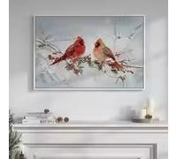 BMGKYAGL Cuadros murales de paisajes naturales, lienzos con imágenes de fauna silvestre para decorar paredes, cuadro de aves cardenales rojas de invierno (20x30cm/marco interno).