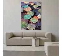 BMGKYAGL Famous Posters Impressionistic Lotus Pond Oil Painting Painted Colorful Flower Wall Art Decor(60x80cm/Frameless)