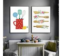 BMGKYAGL Herramientas de cocina, chile picante, frutas picantes, arte de pared, lienzo, pintura, carteles nórdicos, impresiones, imágenes para decoración de cocina, 40 x 60 cm x 2 marcos