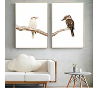 BMGKYAGL Impresiones artísticas modernas de pájaros lindos nórdicos, cuadro fotográfico sobre lienzo, pintura de pared, póster de kookaburra sonriente, sala de estar, 70 x 100 cm x 2, sin marco