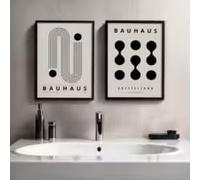 BMGKYAGL Juego de 2 pósteres Bauhaus negros, arte mural modernista, impresiones en lienzo para decoración del hogar, dormitorio y sala de estar (80x120cmx2/Marco interno)