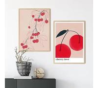 BMGKYAGL Lienzo decorativo para pared, diseño nórdico de cereza, limón, piña, frutas, pósteres estéticos e impresiones, imágenes para sala de estar (30 x 45 cm, sin marco)