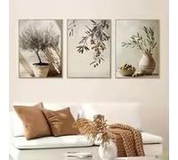 BMGKYAGL Lienzo impreso en 2D con diseño de olivo (3 piezas), decoración retro, póster para sala de estar, hogar y dormitorio (50x70cm x 3 / Marco interno).