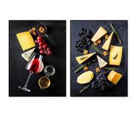 BMGKYAGL lime and mint, cheese, walnuts and grapes, fruit, wine, meat, tomato, sushi, spices, food kitchen poster, aesthetic poster(30x45cmx2/Frameless)