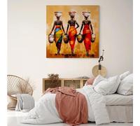 BMGKYAGL Mujeres africanas arte étnico lienzo pintura acuarela figura carteles e impresiones bailarina cuadro de pared estética decoración de la habitación 60x60 cm sin marco