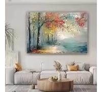 BMGKYAGL Mural decorativo con textura 3D a gran escala, pintura de paisaje, lienzo, arte moderno, pintura con textura, decoración del hogar (60 x 90 cm/marco interior)