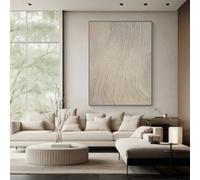BMGKYAGL Pintura artística con textura beige, arte mural wabi-sabi, decoración del hogar, pinturas beige lisas, pintura con textura 3D ondulada (30 x 45 cm/marco interior)