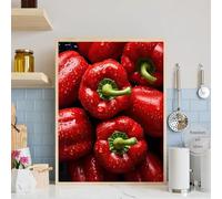 BMGKYAGL Póster de arte de la serie de frutas, comida, pimientos, fresas, manzanas y kiwi, lienzo para decoración del hogar, 60 x 80 cm, sin marco