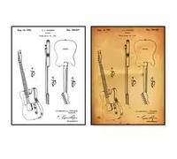 BMGKYAGL Póster de arte de pared con patente de guitarra de 1951, diseño de sala de música, estilo nórdico, decoración del hogar (60 x 80 cm x 2, sin marco)