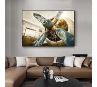 BMGKYAGL Póster de hélice de avión, arte de pared, pintura moderna de aviones de combate de aviación, pintura de avión vintage, decoración del hogar, 60 x 80 cm, sin marco