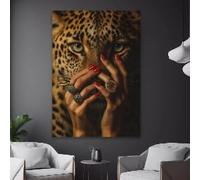 BMGKYAGL Póster de leopardo vintage, arte de pared glamuroso, impresión retro de animales, arte de poder femenino, impresión de moda, pintura en lienzo (20 x 30 cm/marco interior)