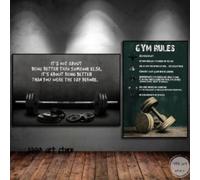 BMGKYAGL Póster de lienzo con frases motivacionales deportivas, reglas de fitness, levantamiento de pesas, para gimnasio, decoración del hogar, entrenamiento, 60 x 80 cm x 2, sin marco