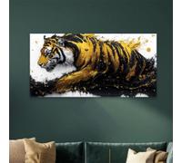 BMGKYAGL Póster de tigre dorado grande, arte abstracto para pared, decoración de oficina, pintura al óleo abstracta, impresiones, póster, 80 x 160 cm, sin marco