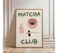 BMGKYAGL Póster del Club de Matcha | Póster minimalista para decoración de cocina, impresión estética para amantes del matcha, póster impreso, póster artístico (20 x 30 cm/sin marco)