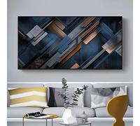 BMGKYAGL Póster geométrico abstracto moderno con círculos dorados cian y cruz, cuadro artístico sobre lienzo para decoración de pared de sala de estar (20x40cm/sin marco)