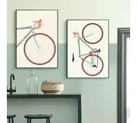 BMGKYAGL Póster minimalista de ciclismo para pared, cuadro de ciclista en lienzo, imágenes modernas de bicicletas para la decoración de la sala de estar (70x100cmx2/Sin marco)