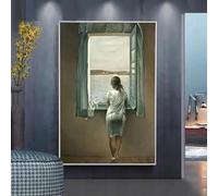 BMGKYAGL Salvador Dali La mujer en la ventana Pintura en lienzo Arte de la pared Póster e impresión para la decoración del hogar de la sala de estar 80x120 cm Sin marco