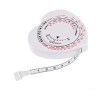 BMI - Cinta métrica de índice de masa corporal de 150 cm, herramienta de calculadora retráctil para cintura y cadera, evaluación de riesgo cardíaco, plástico blanco, monitoreo de salud en el hogar