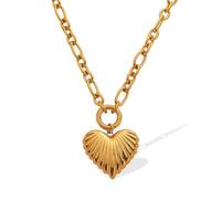 BMIDOT Collar con colgante en forma de corazón de acero de titanio para mujer, 42 cm, Acero de titanio, No es una piedra preciosa
