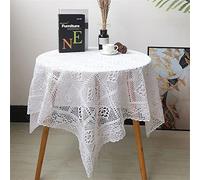 BMIDRUT Manteles Blancos Vintage Cuadrados de Encaje de Ganchillo para decoración de Bodas, Fiestas 160x160 cm